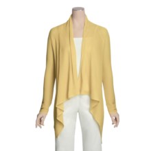 Knits with a Twist Orchid Drape Cardigan Sweater - Pima Cotton (For Women) in Butter - Closeouts