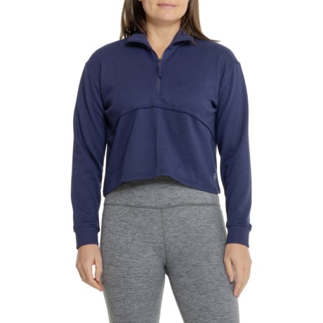 Krimson Klover Holly Zip Neck Shirt - Long Sleeve in Indigo
