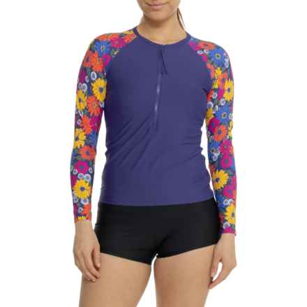 Krimson Klover Mae Rash Guard - UPF 50+, Zip Neck, Long Sleeve in Summit Floral