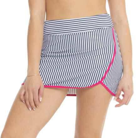 Krimson Klover Splash Swim Skort - UPF 50+ in Indigo Stripe