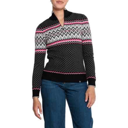 Krimson Klover Sunny Sweater - Zip Neck in Black/Pink