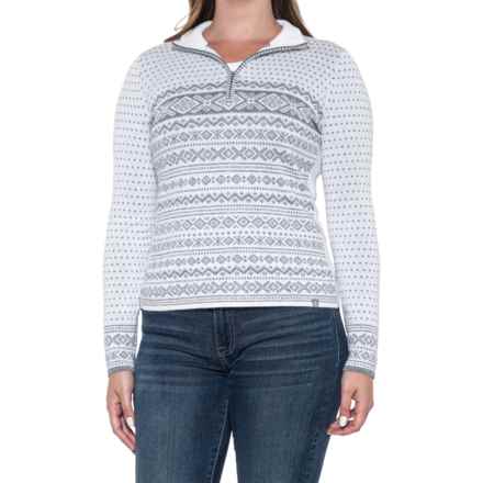 Krimson Klover Torreys Sweater - Wool, Zip Neck in White/Grey