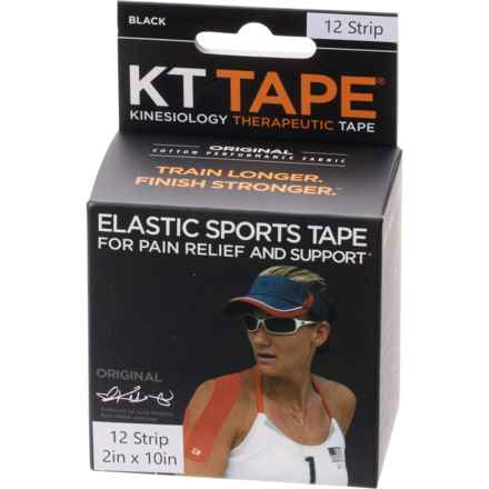 KT Tape Original Cotton Kinesiology Therapeutic Pre-Cut Strips - 12-Pack in Black