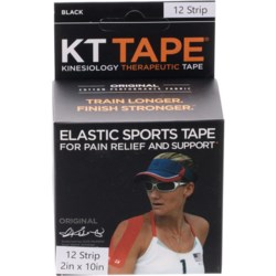 KT Tape Original Cotton Kinesiology Therapeutic Pre-Cut Strips - 12-Pack in Black
