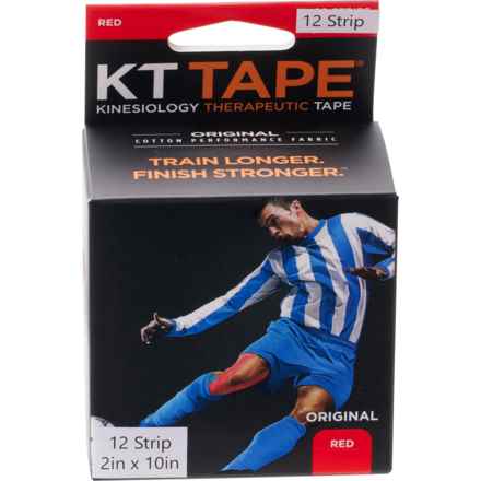 KT Tape Original Cotton Kinesiology Therapeutic Pre-Cut Strips - 12-Pack in Red