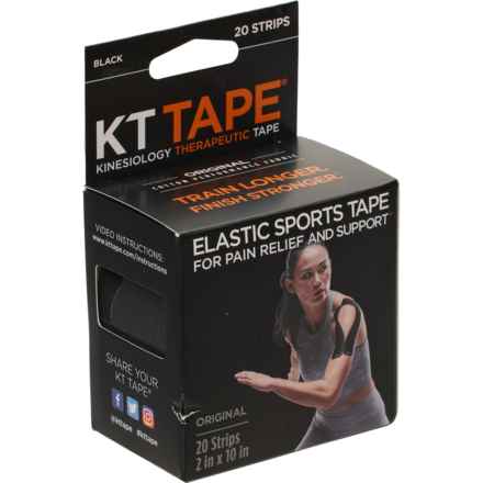KT Tape Original Cotton Kinesiology Therapeutic Precut Strips - 20-Pack in Black