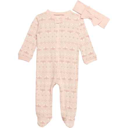 Kyle & Deena Infant Girls Footed Coverall and Headband Set - 2-Piece, Long Sleeve in Multi