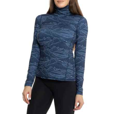 Kyodan Mountain Print Base Layer Turtleneck Top - Long Sleeve in Placid Blue