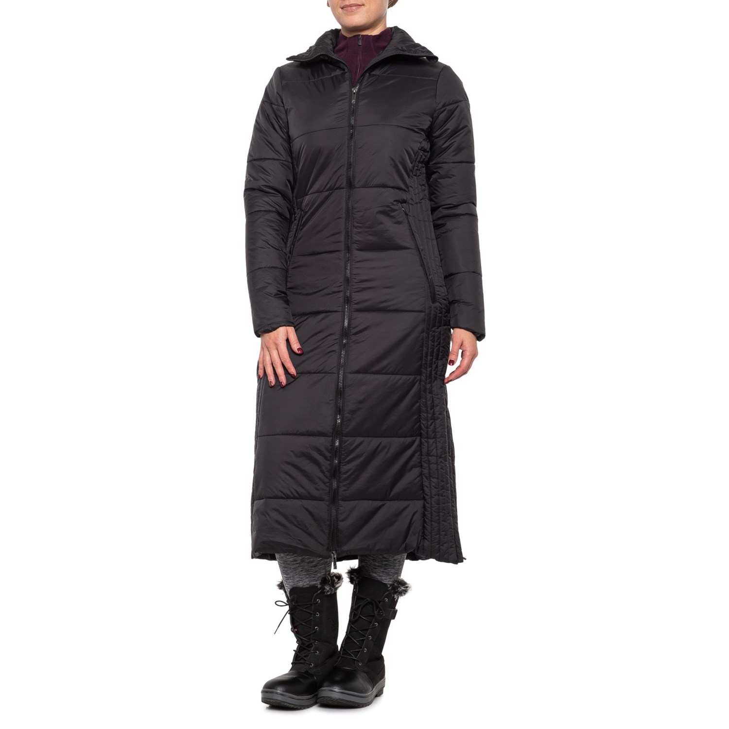 long black puffer coat womens