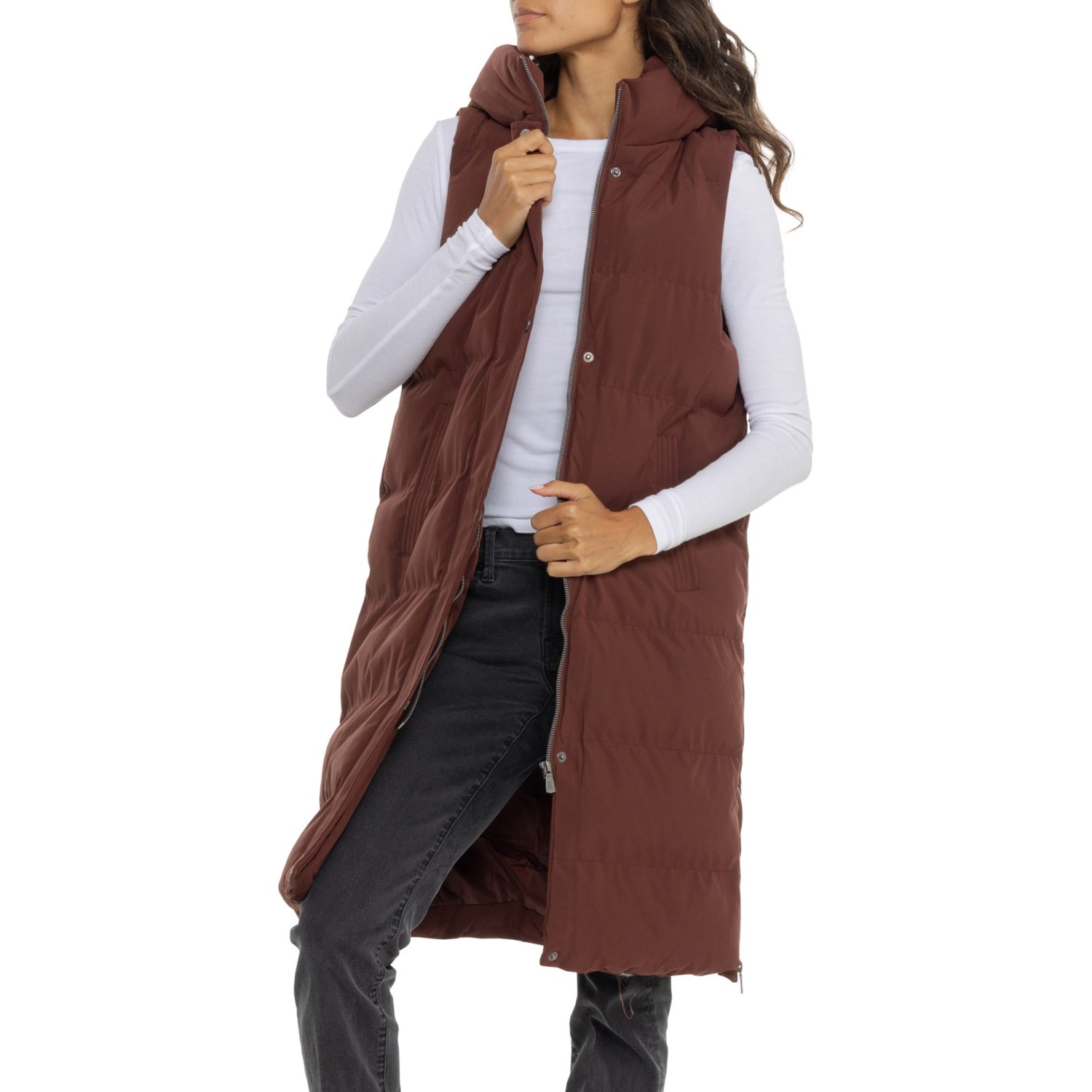 Kyodan Outdoor Long Quilted Hooded Puffer Vest - Insulated - Save 42%