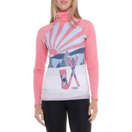 Kyodan Outdoor Novelty Ski Print Turtleneck Base Layer - Long Sleeve in Sunshine/Periscope