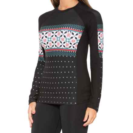 Kyodan Placement Print Ski Base Layer Top - Long Sleeve in From The North - Black