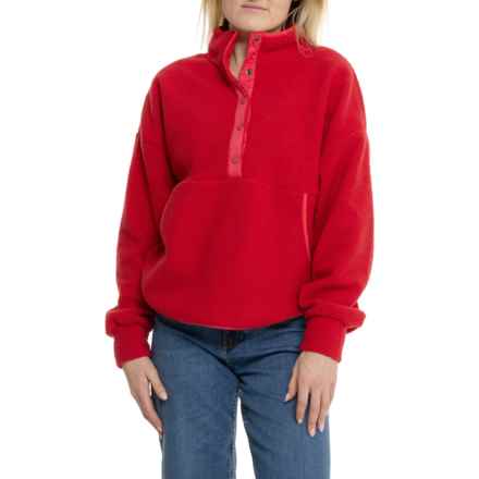 Kyodan Popover Sherpa Fleece Jacket - Snap Neck in Emboldened Red