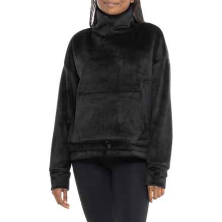 Kyodan Ribbed Velour Mock Collar Shirt - Zip Neck, Long Sleeve in Black