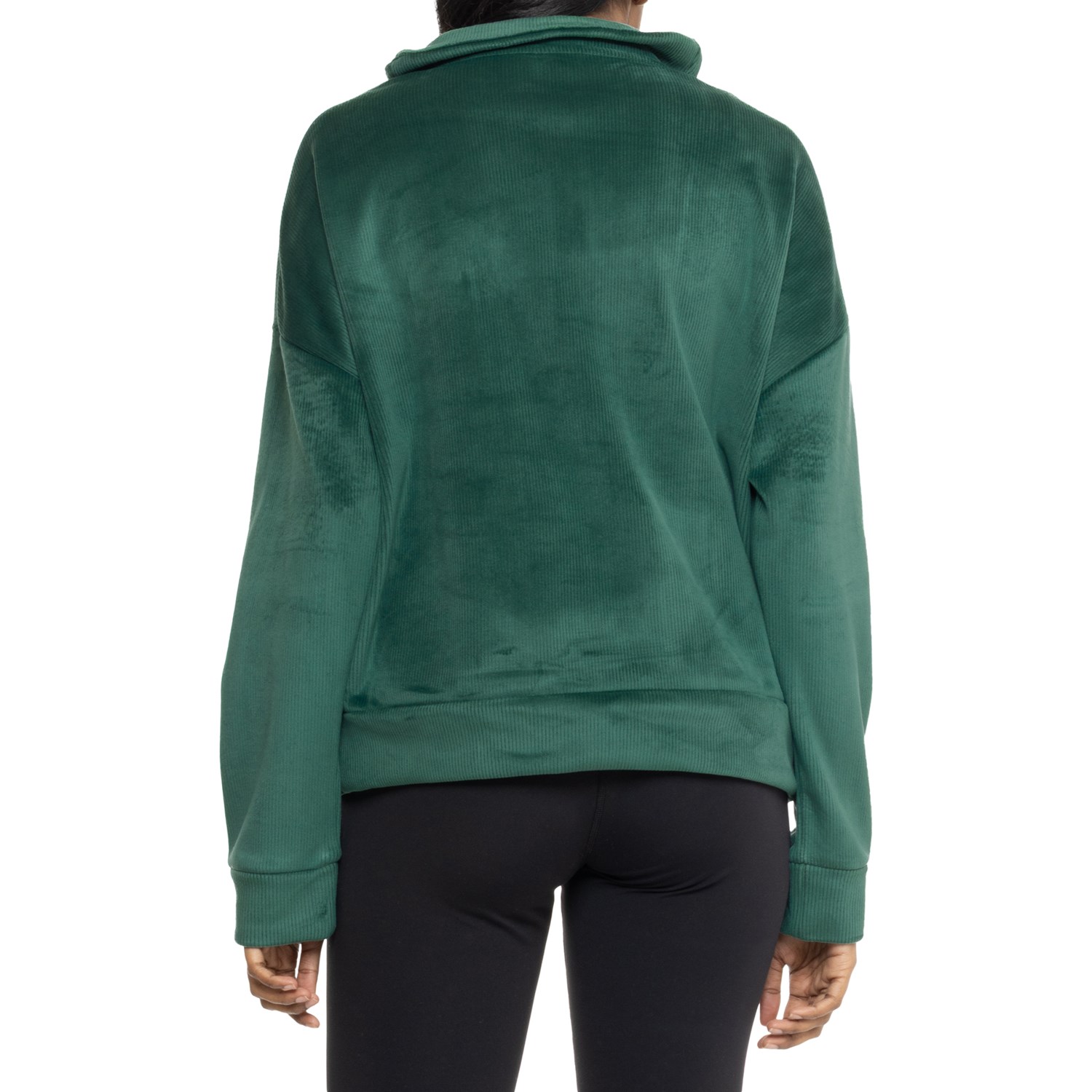 Kyodan Ribbed Velour Mock Collar Shirt - Zip Neck, Long Sleeve