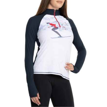 Kyodan Ski Lady Base Layer Top - Zip Neck, Long Sleeve in Ski Lady Deep Blue