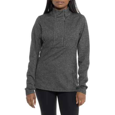 Kyodan Warmhand Mock Neck Shirt - Zip Neck, Long Sleeve in Black Mix Herringbone