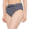 La Blanca Capri Stripe High-Waisted Bikini Bottoms in Indigo