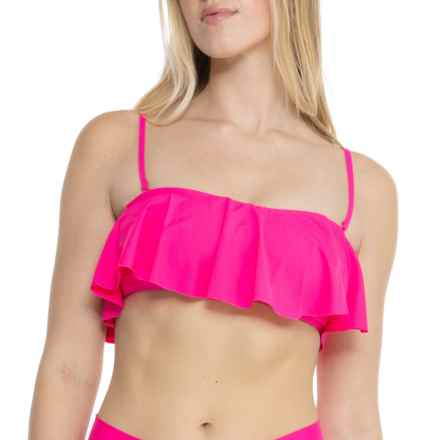 La Blanca Island Goddess Bandeau Ruffle Bikini Top - UPF 50+ in Pop Pink