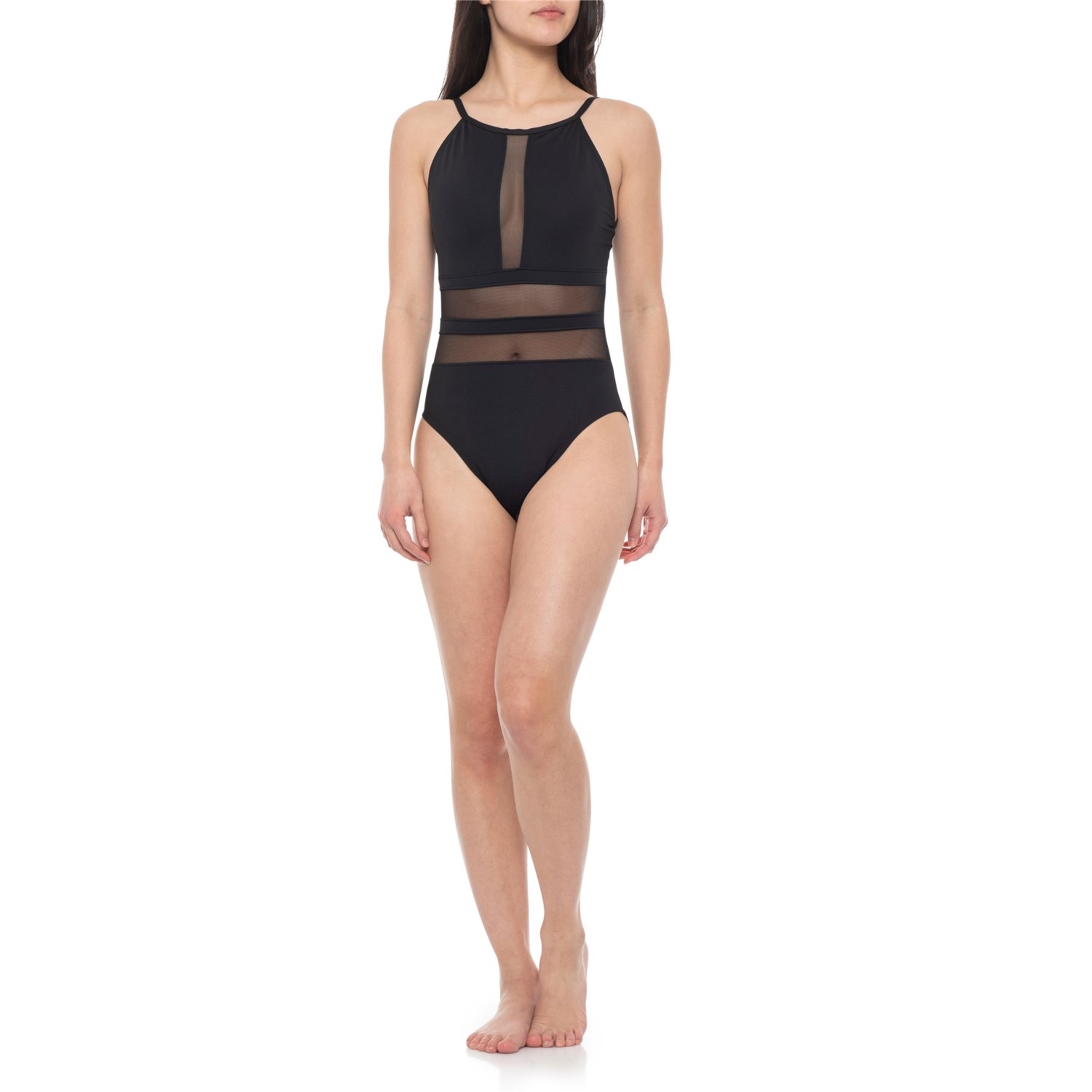 La Blanca Mesh HighNeck OnePiece Swimsuit (For Women) Save 40