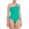 La Blanca One-Shoulder Strappy One-Piece Swimsuit in Emerald