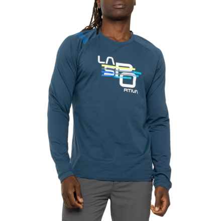 La Sportiva Stripe Cube T-Shirt - Long Sleeve in Storm Blue