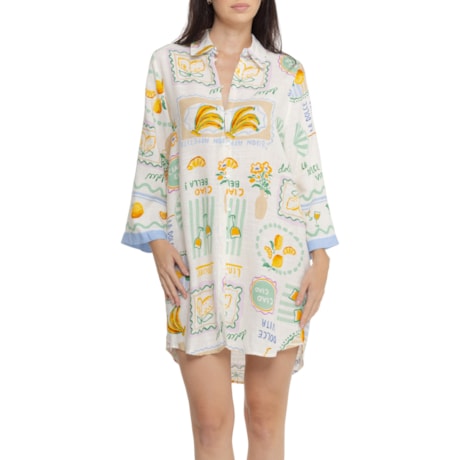 label of love shirt dress Label of Love Limone Border Cover-Up Shirt Dress for Women | Size Large