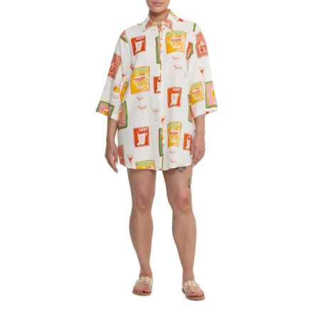 Label of Love Linen Blend Shirt Dress - 3/4 Sleeves in Martini