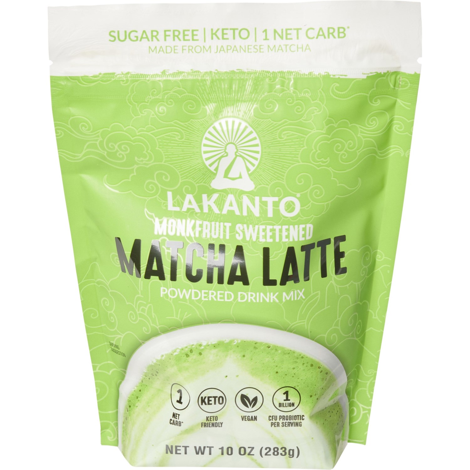 Lakanto Monkfruit Sweetened Matcha Latte Powdered Drink Mix 10 oz