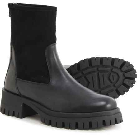 LAMICA Made in Italy Chunky Sole Lined Boots - Suede and Leather (For Women) in Black