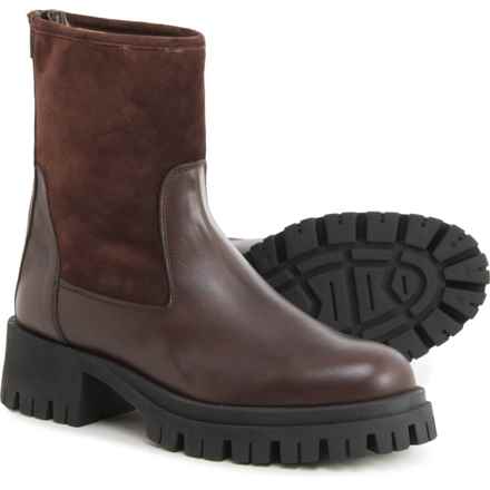 LAMICA Made in Italy Chunky Sole Lined Boots - Suede and Leather (For Women) in Brown