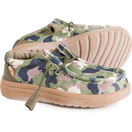 LAMO Boys and Girls Paulie Slip-On Shoes in Green Camo