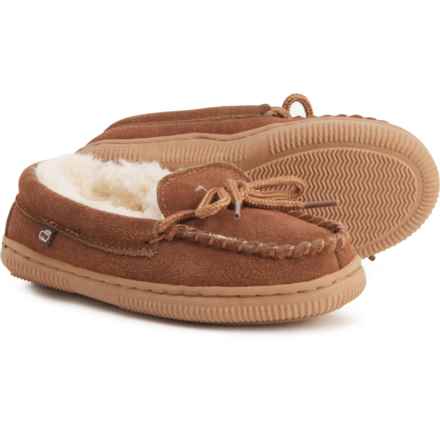 LAMO Footwear Boys Faux Fur-Lined Moccasins - Suede in Chestnut