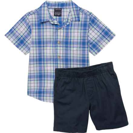 LAND N SEA Toddler Boys Multi-Stripe Shirt and Shorts Set - Short Sleeve in Multi