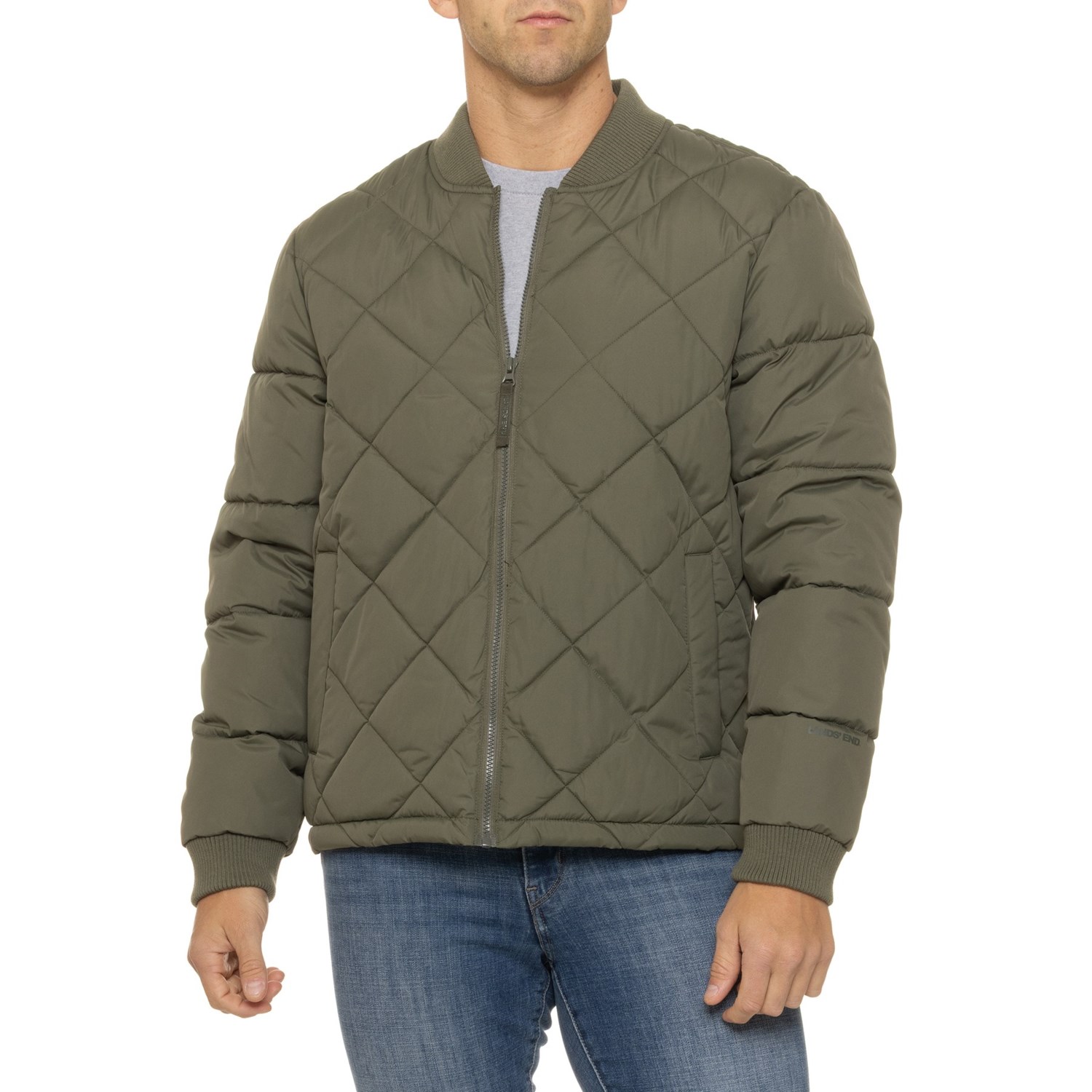 (取寄) ランズエンド ダイヤモンド-キルト ジャケット - インサレーテッド Lands' End Diamond-Quilted Jacket - Insulated Olive Lands' End Diamond-Quilted Jacket - Insulated