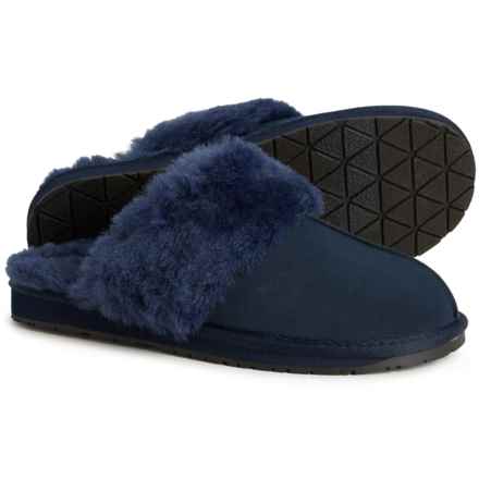 Lands' End Faux Fur Cuff Slippers (For Women) in Deep Sea