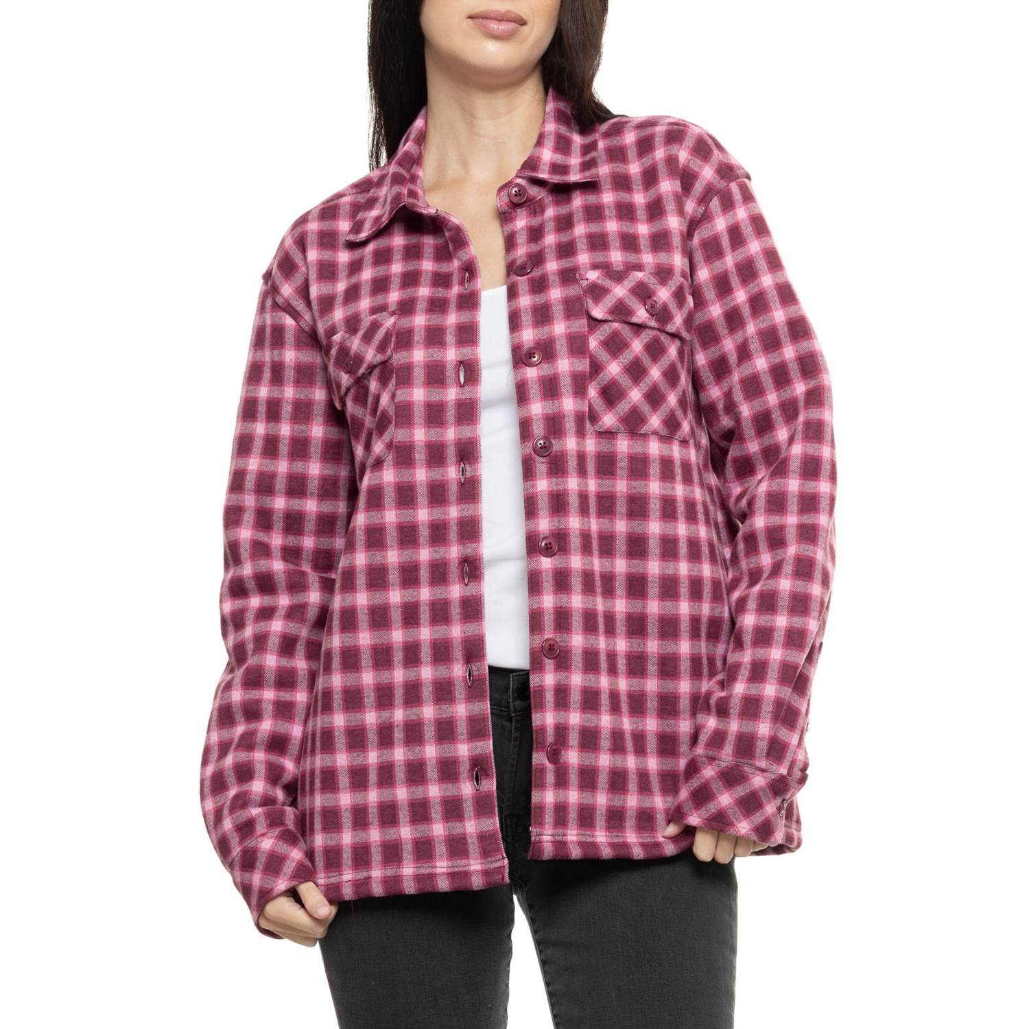(取寄) ランズエンド ニット フランネル シャツ ジャケット - シェルパ フリース ライニング Lands' End Knit Flannel Shirt Jacket - Sherpa Fleece Lining Pink Plaid Lands' End Knit Flannel Shirt Jacket - Sherpa Fleece Lining