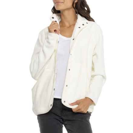 Lands' End Lightweight Powder Fleece Jacket - Snap Front in Cream