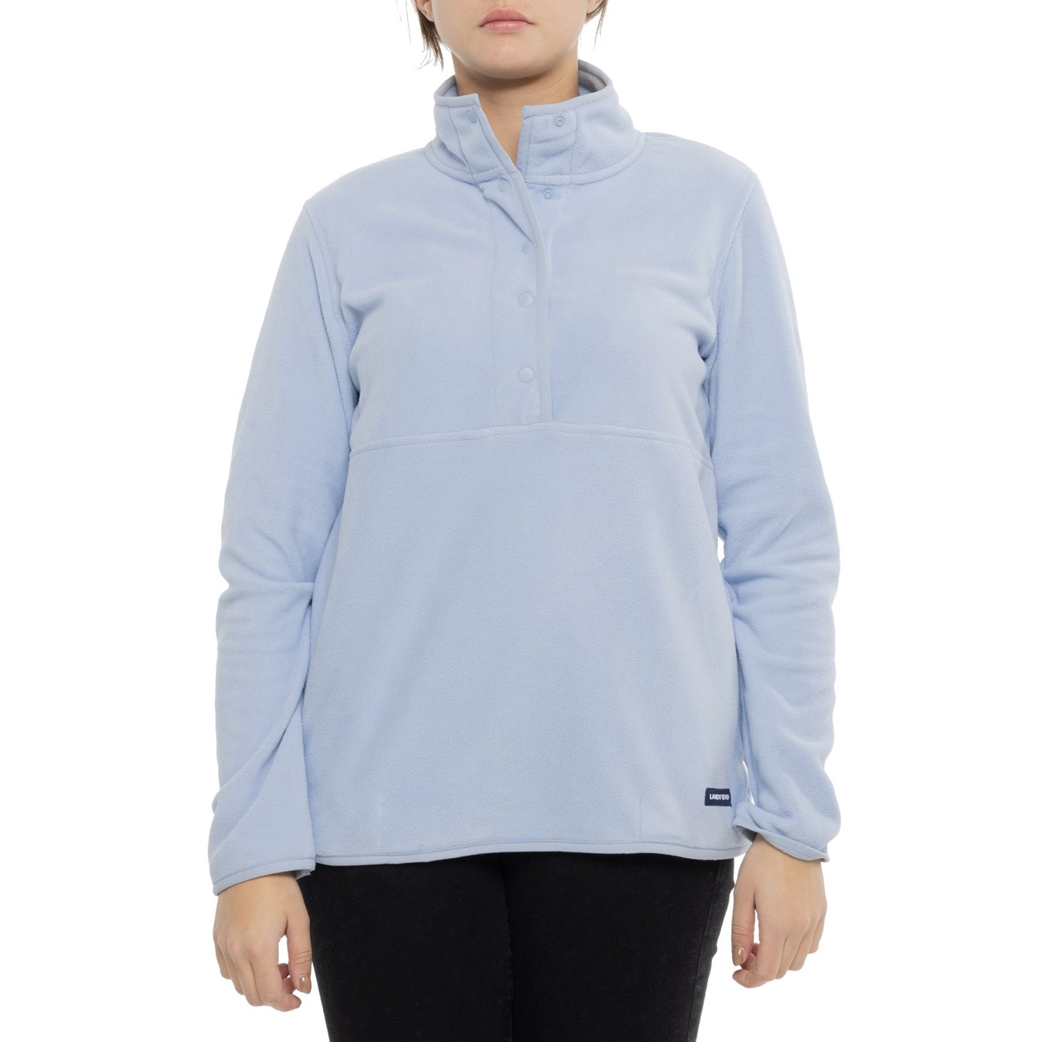 Lands' End Lightweight Powder Fleece Sweatshirt - Snap Neck