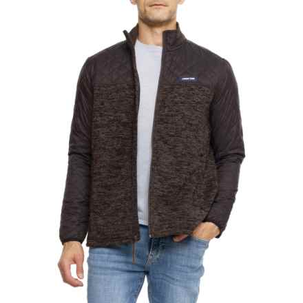 Lands' End Mixed Media Sweater Fleece Jacket in Dark Earth
