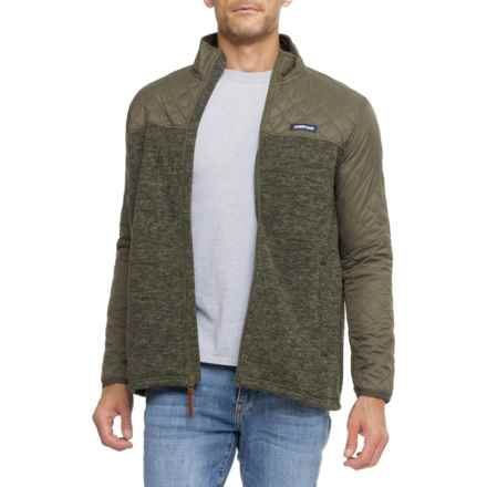Lands' End Mixed Media Sweater Fleece Jacket in Leaf