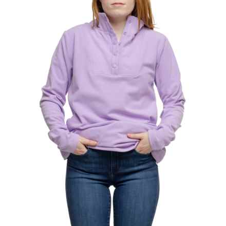 Lands' End Mock Neck Shirt - Snap Front, Long Sleeve in Purple