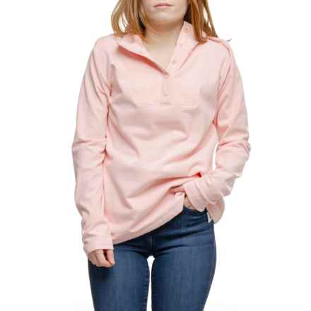 Lands' End Mock Neck Shirt - Snap Front, Long Sleeve in Rose