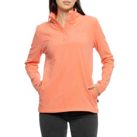 Lands' End Mock Neck Shirt - Snap Front, Long Sleeve in Shell Pink