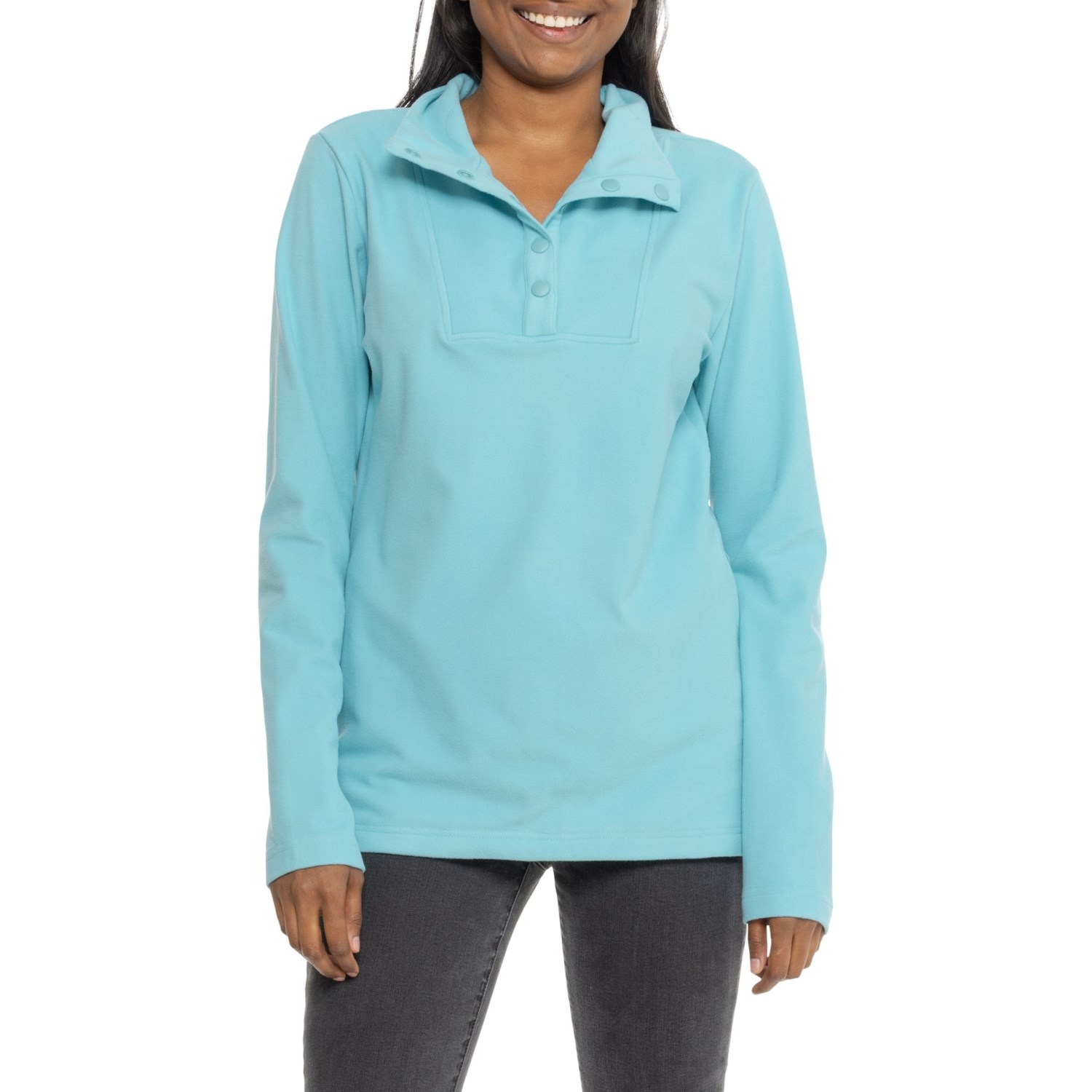 Lands' End Mock Neck Shirt - Snap Neck, Sleeveless