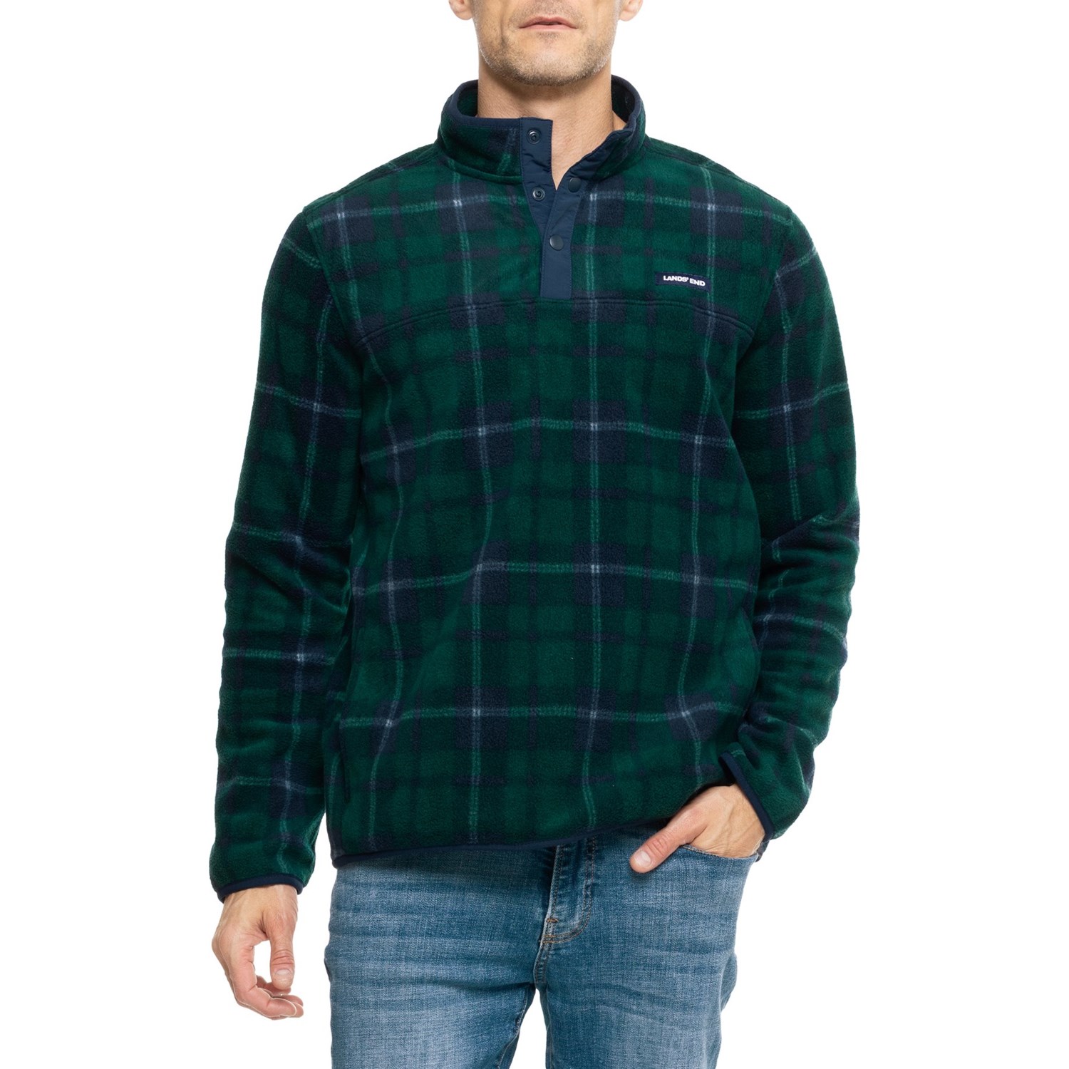 Lands' End Polar Fleece Soft Feel Jacket - Snap Neck