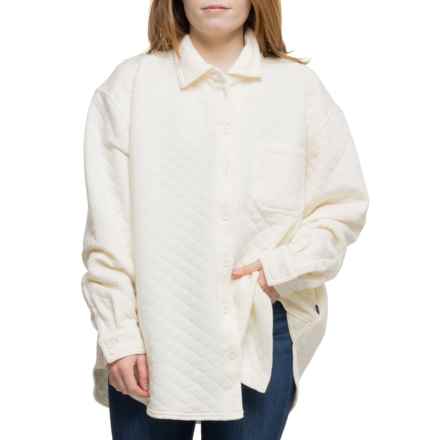 Lands' End Quilted Big Shirt - Long Sleeve in Egret