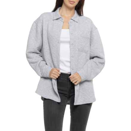 Lands' End Quilted Big Shirt - Long Sleeve in Heather Gray