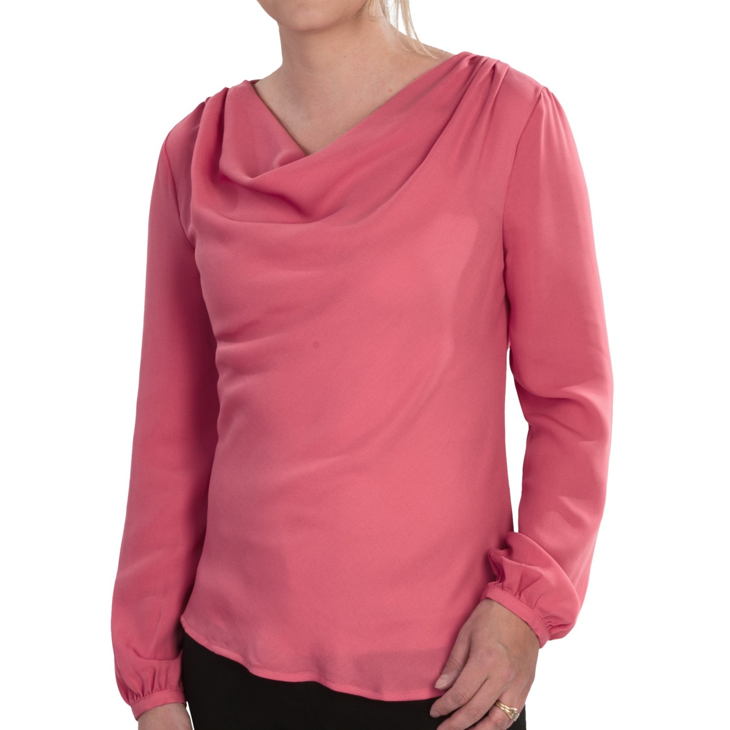 Lands’ End Georgette Drape Neck Blouse (For Women) 6580Y