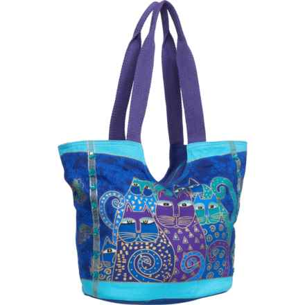 Laurel Burch Cat Scoop Tote Bag in Indigo